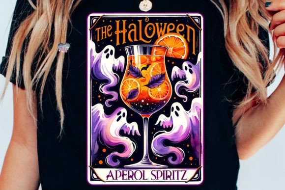 Aperol Spritz Halloween Ghost Tarot PNG: A Unique Digital Design for Creative Projects