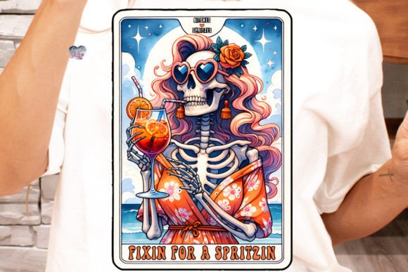 Aperol Spritz Tarot Card PNG Skeleton