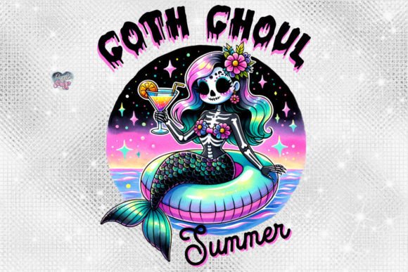 Explore the Trendy World of Goth Ghoul Summer PNG Skeleton and Pastel Goth Mermaid PNG