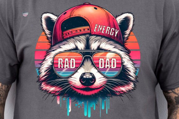Rad Dad Energy PNG Raccoon: A Unique Design for Print on Demand and Physical Products