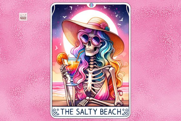 Skeleton Tarot Card PNG the Salty Beach