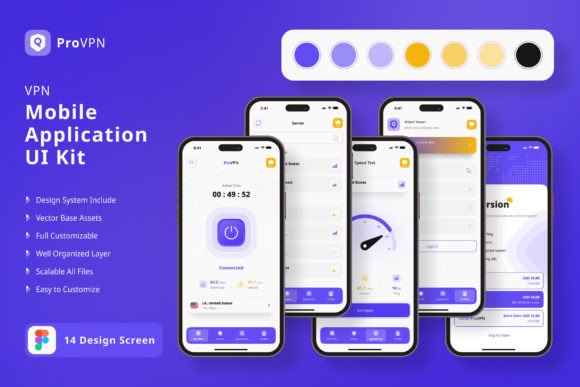VPN App Mobile UI KIT for Smarter App Development